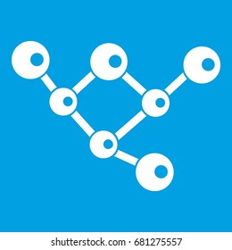 Molecule structure icon white isolated on blue background vector illustration