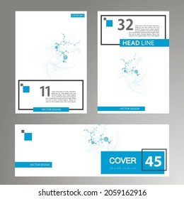 Molecule structure, interconnection network. Book technology cover. Brochure, flyer or report for business, template vector