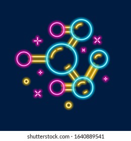 Molecule structure line neon icon. Modern shine abstract vector science illustration for any purposes. Medical technology geometric bright design concept.
