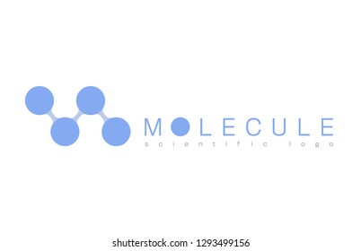 Molecule structure logo or biology model sign vector. Logo with structure molecule, illustration of logotype molecule for laboratory. Medicine, science icon