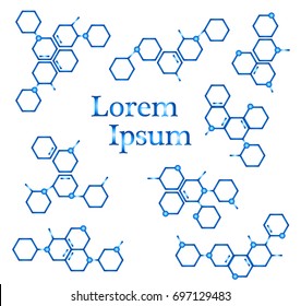 Molecule structure logo or biology model sign vector. Set of logo with structure molecule, illustration of logotype molecule for laboratory