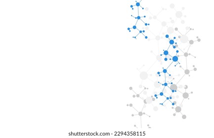 Molecule structure on the blue background . Vector illustration of communication for your design