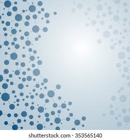 Molecule structure on the blue background . Vector illustration of communication for your design