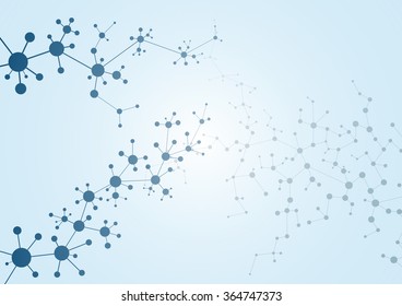 Molecule structure on the blue background . Vector illustration of communication for your design