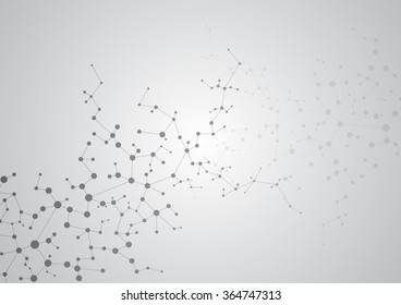 Molecule structure on the grey background . Vector illustration of communication for your design