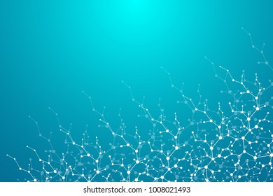 Molecule structure with particles. Scientific medical research. Science and technology backgroud. Molecular concept. Vector illustration