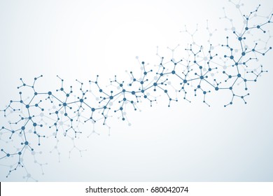 Molecule structure with particles. Scientific medical research. Science and technology backgroud. Molecular concept. Vector illustration