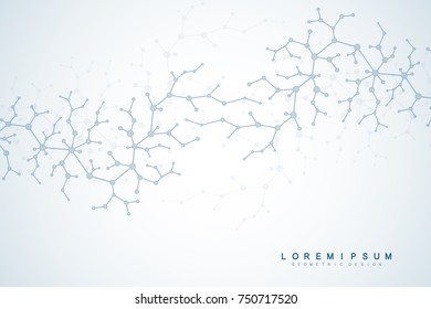 Molecule structure with particles. Scientific medical research. Science and technology backgroud. Molecular concept. Vector illustration