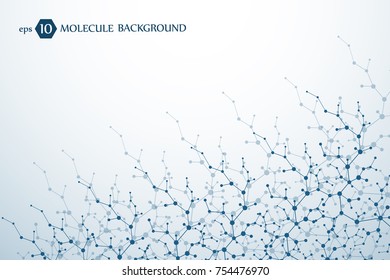 Molecule structure with particles. Scientific medical research. Science and technology backgroud. Molecular concept. Vector illustration