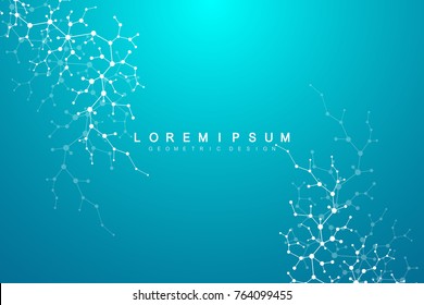 Molecule structure with particles. Scientific medical research. Science and technology backgroud. Molecular concept. Vector illustration.