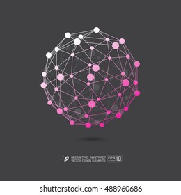 Molecule structure pink color on gray background  Vector EPS10 format Illustration  