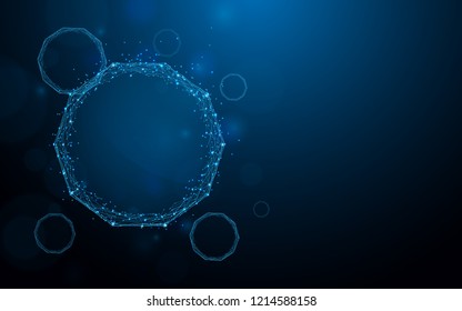 Molecule structure for Science form lines, triangles and particle style design. Illustration vector