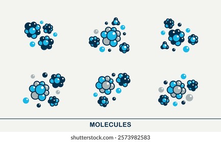 Molecule structure vector icons set, chemistry molecular microscopic structure, science and pharma theme.