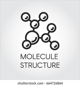 Molecule stucture linear icon. Label of chemical compound. Vector illustration for scientific, chemical, physical, educational and other projects