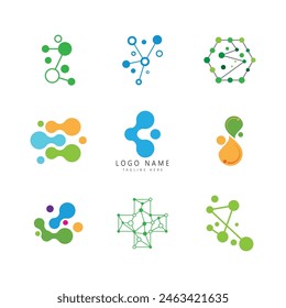 Diseño de Ilustración vectorial de Plantilla de logotipo de molécula 