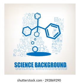 Molecule symbol on science laboratory background.