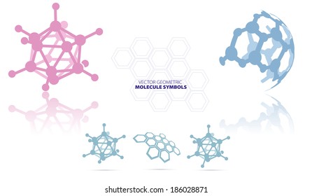 Molecule symbols isolated on white background, vector illustration