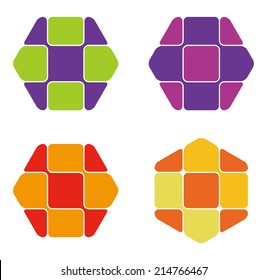 Molecule technology hexagon DNA style vector design logo template.Chip icon. Electronics circuit concept. You can use in biotechnology, energy, water and electricity equipment, computer concept icons.