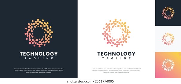 Molecule technology logo design. Technology connection logo template. Technology logo symbol icon