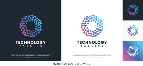 Molecule technology logo design. Technology connection logo template. Technology logo symbol icon