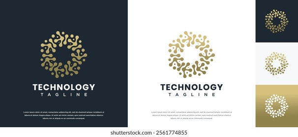 Molecule technology logo design. Technology connection logo template. Technology logo symbol icon