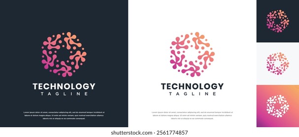 Molecule technology logo design. Technology connection logo template. Technology logo symbol icon