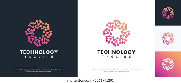 Molecule technology logo design. Technology connection logo template. Technology logo symbol icon