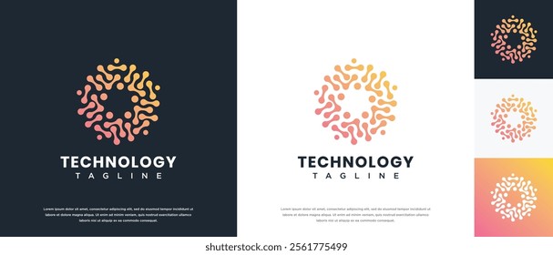 Molecule technology logo design. Technology connection logo template. Technology logo symbol icon