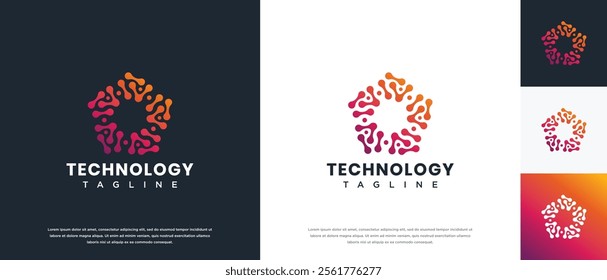 Molecule technology logo design. Technology connection logo template. Technology logo symbol icon