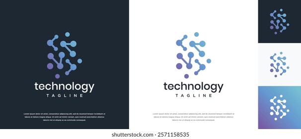 Molecule technology logo design. Technology molecule connection logo template