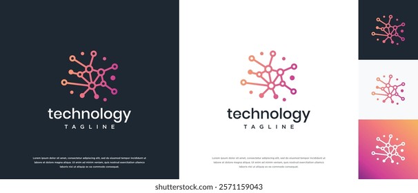 Molecule technology logo design. Technology molecule connection logo template