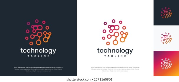 Molecule technology logo design. Technology molecule connection logo template