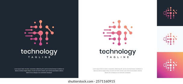Molecule technology logo design. Technology molecule connection logo template