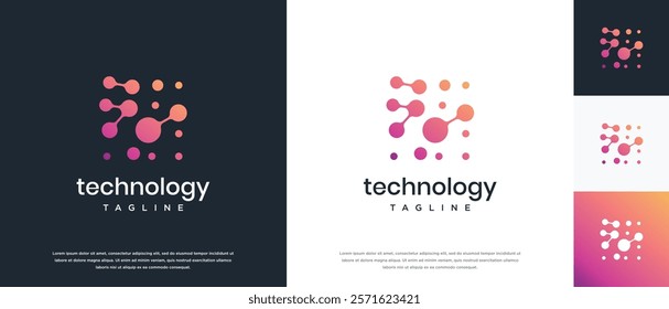 Molecule technology logo design. Technology molecule connection logo template