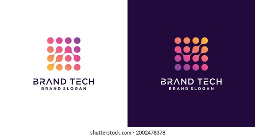 Plantilla de logotipo de tecnología molécula con concepto abstracto moderno Vector Premium parte 4