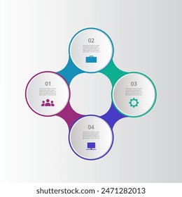 Plantilla de moléculas con 4 pasos, opciones, piezas o procesos. Presentación de la nanotecnología.