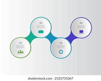 Molecule template with 4 steps, options, parts or processes. Presentation of nanotechnology, teamwork or business processes.