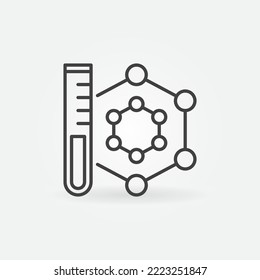 Molecule und Test Tube Vektorgrafik Chemisches Konzept minimales Symbol oder Symbol in dünner Linie Stil