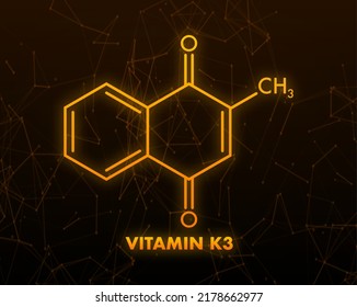 Tocoferol molécula. Vitamina K3. Icono de diseño médico.