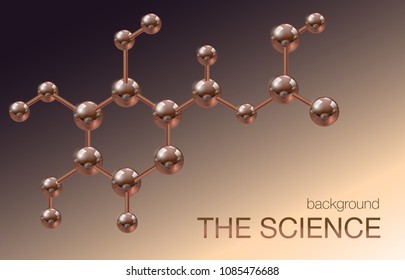 Molecule vector background, chemical atomic bond. Scientific discoveries, chemistry, biology. Metal balls.