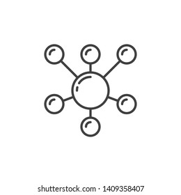 Molecule vector concept icon or sign in thin line style on white background