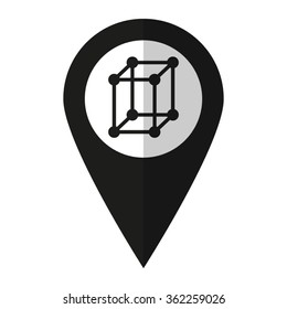 Molecule - vector icon;  black map pointer