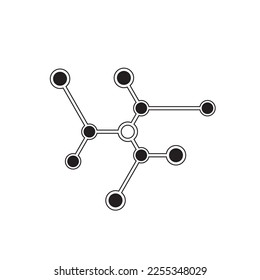 Icono de vector molécula. Icono de ADN. Signo plano de molécula de laboratorio. Icono de línea de ADN nano. Pictograma de símbolo molécula EPS 10