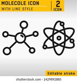 Molecule vector icon isolated on white background. Science symbol. Science minimal atoms icon isolated on white background