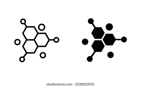 Molecule vector icon set in black and white color.