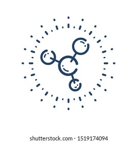 Molecule vector linear icon, science chemistry and physics line art symbol.