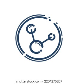 Molekulare Vektorlinesymbol, Symbol für Wissenschaftschemie und Physik-Linie Kunstsymbol.