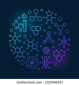Molecule vector round colorful outline illustration on dark background