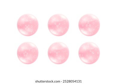 Molecule in water drop collagen solution pink. Vitamins complex Hyaluronic acid Moisturizer from nature. Used for design cosmetic products. Beauty skin care ads. Medical scientific. 3D Vector.