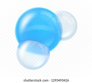 Molecule of water isolated on transparent background. Realistic vector illustration
